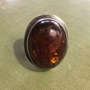 Amber /Silver 925 Ring